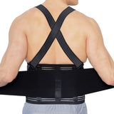 NeoTech Care Adjustable Back Brace Lumbar Support Belt with Suspenders, Black, Size S