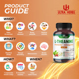 L-Theanine Supplement - 10,680MG 6 IN 1 Complex Enriched with Magnesium, Ashwagandha, Saffron, Chamomile - Support Relaxation, Calmness & Sleep Quality | 150 Capsules