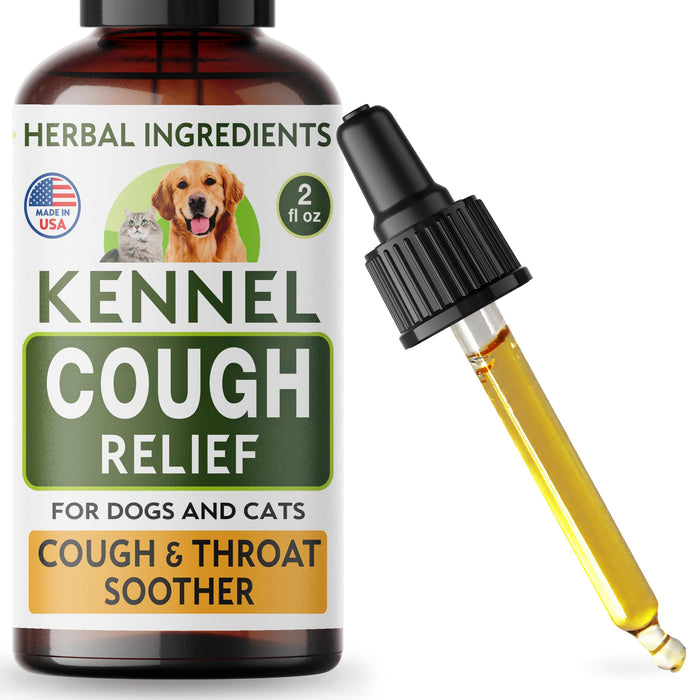 TwoFurFinds Kennel Cough Herbal Drops for Dogs & Cats - Cough Relief - Throat Soother - Dry and Wet Pet Cough - Made in US - 2 Fl Oz