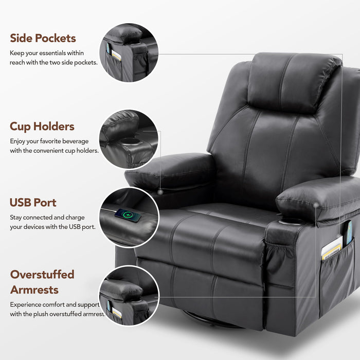 Weture Power Lift Recliner Chair with Massage and Heat for Elderly, Fabric Electric Recliner Chair with Cup Holders and USB Port, Big Oversized Recliner Chair for Seniors (Fabric, Brown)