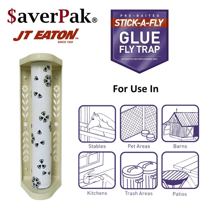 $averPak 4 Pack- 4 JT Eaton Stick-A-Fly Glue Fly Stick Traps