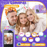 Kids Smart Phone Toys for Girls,Unicorn Gift Toys for Girls Ages 3-9 Christmas Birthday Gifts Mini Smart Phone Toys with 2.8" Touchscreen 16 Learning Games Dual Camera Music Player, 8G SD Card Purple