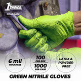 1st Choice 6 mil Mechanic Gloves, Nitrile Gloves Disposable Latex Free - Medium Box of 100 Green Nitrile Disposable Gloves