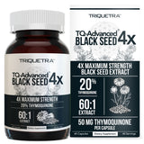 Thymoquinone Black Seed Oil Extract Capsules 20%  - TQ-Advanced 4X®: Highest Thymoquinone Concentration Available - 60:1 Concentrate from Nigella Sativa, Raw Form, Vegan, Glass Bottle (60 Capsules)