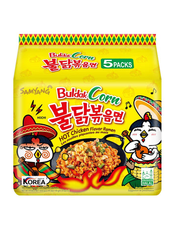 Samyang Hot Chicken Buldak Corn Flavor Ramen Korean Spicy Ramen (Pack of 5)
