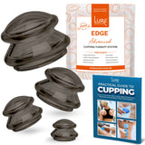 LURE Essentials Edge Cupping Therapy Set - Cupping Kit for Massage Therapy - Silicone Cupping Set - Massage Cups for Cupping Therapy (Set of 4, Onyx)