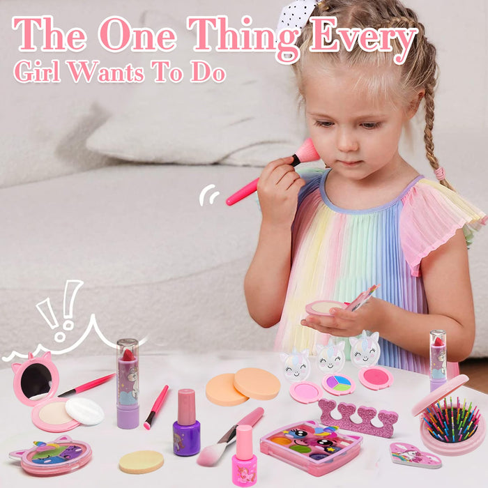 Aimidola Kids Makeup Kit for Girl - Washable Non Toxic Kid Make Up Toys, Little Girls Play Makeup Set, Kids Toy for Toddlers Children Princess, Christmas Birthday Gift for 4 5 6 7 8 9 10 Year Old Girl