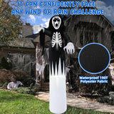 B&D 12FT Giant Halloween Inflatables Outdoor Decorations, Grim Reaper Skull Inflatable Halloween Decorations Built-in LED Lights Scary Blow Up Ghost Decorations for Holiday Party Yard Garden Lawn