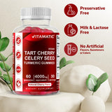 Vitamatic 2 Pack Tart Cherry with Celery Seed Gummies - 4000 mg serving - Powerful Uric Acid Cleanse for Joint Comfort, Healthy Sleep Cycles & Muscle Recovery