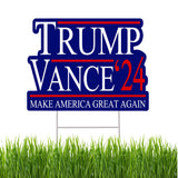 Trump JD Vance 2024 Yard Sign With H Stake For President Donald Trump Republican Conservative Blue Diecut