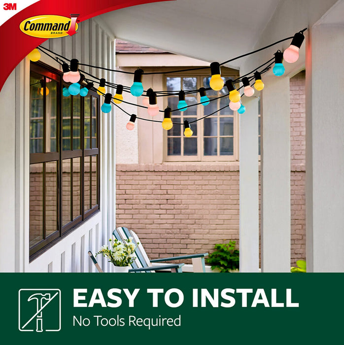 Command Outdoor Light Clips, Damage Free Hanging Light Clips with Adhesive Strips, Wall Clips for Hanging Outdoor Christmas Decorations, Lights and Cables, 20 Clear Clips and 24 Command Strips