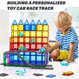 Magnetic Tiles - Road Set With Car Toys, STEM Magnet Building Blocks for Toddler Toys, Magnetic Blocks Expansion Pack, Construction Toys for Kids Ages 3+, Christmas Birthday Gifts for Boys & Girls