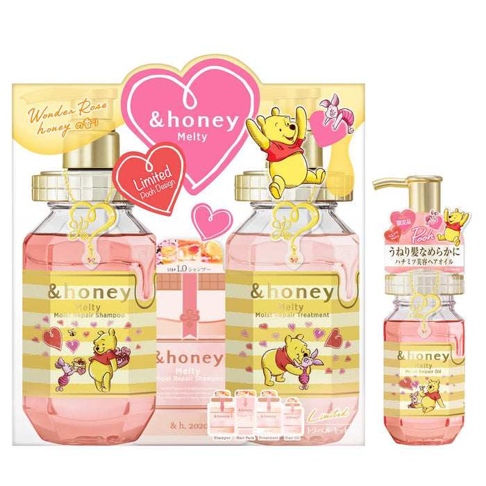 &HONEY Melty Moist Repair 3-Piece Set [Shampoo/Treatment/Hair Oil] Swell Care (Winnie the Pooh Limited Design 2023 )