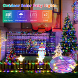 JMEXSUSS 2 Pack Solar Christmas Lights Outdoor Waterproof, Total 66FT 200 LED Multicolor Solar Fairy Lights, 8 Modes Solar String Lights for Outside