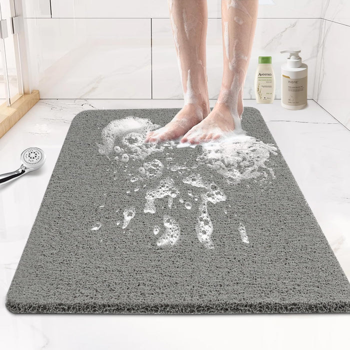 joyhalo Shower Mats for Showers Anti Slip for Elderly, 17'' x 30'' Non Slip Bath Mat for Inside Shower, Bath Tub Mats for Bathroom Non Slip for Shower, PVC Loofah Bathroom Mats, Grey