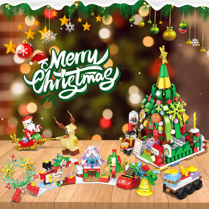 Advent Calendar 2024, 24 Days Christmas Countdown Advent Calendar, 24 Boxes of 12-in-1 Christmas Tree and Street Building Blocks Set for Kids Teens Boys Girls Women Men Ideas