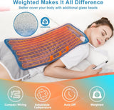 Weighted Heating Pad-Electric Heating Pads for Back,Neck,Abdomen,Moist Heated Pad for Shoulder,Knee,Hot Pad for Pain Relieve,Dry&Moist Heat & Auto Shut Off(Weighted Blue,12''×24'')
