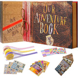 Our Adventure Book Handcrafted 11.92 x 7.62" Leather-Bound Scrapbook, Embossed Lettering, Inspired by 'Up', Ideal for Photos, Gift for Couples Anniversary, Weddings, Travelling, Birthday, Christmas