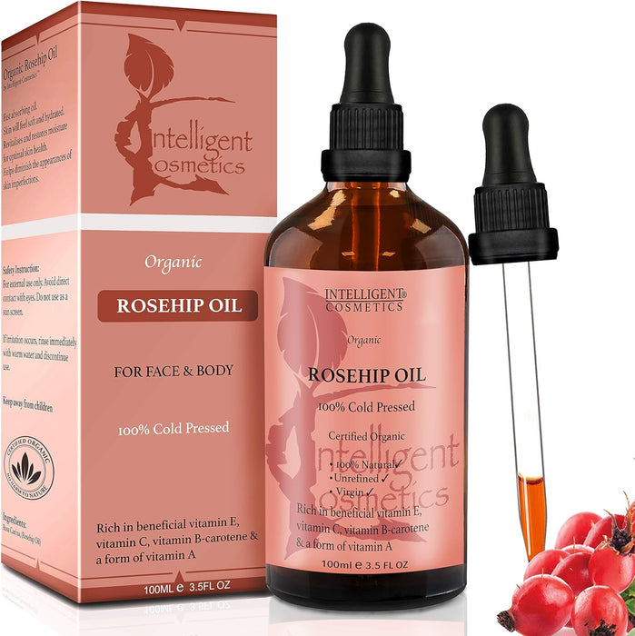 Rosehip Oil Certified Organic 100% Cold Pressed Pure Rose Hip Best Facial Oil