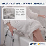 Drive Medical Splash Defense Tub Transfer Bench for Bathtub with Curtain Guard Protection, White