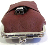 Women 100% Pure Leather Cigarette Case Lighter Match Pocket Zipper Coin Pouch -4 Color (Wine)