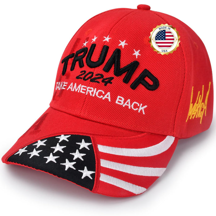 Donald Trump 2024 Hat Trump Merchandise Take America Back with USA Flag Embroidered Adjustable Baseball Cap for Women Men Kid