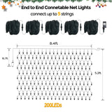 WBao Christmas Net Lights, 200LED 8.4ft x 5.2ft Christmas Bushes Lights with 8 Modes, Timer, End to End Connectable, Waterproof Design for Lawn, Bushes, Trees Outdoor Christmas Decorations, Warm White