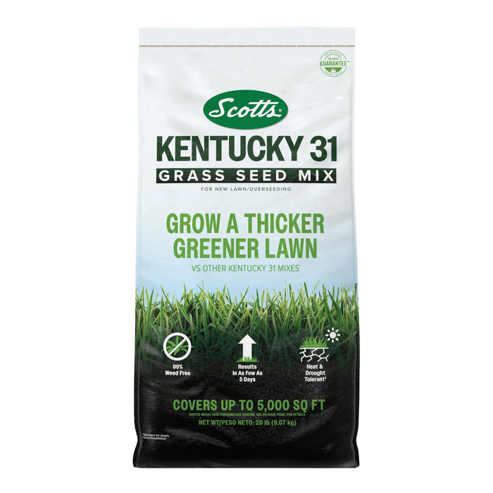 Scotts Kentucky 31 Grass Seed Mix - Premium Lawn Grass Seed, Covers Up to 5,000 sq. ft., 20 lb