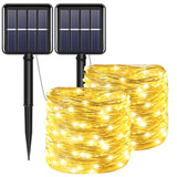 YAOZHOU Solar String Lights for Outside, Fairy Lights Outdoor Waterproof, Warm White 2Pack Total 200LED 66Ft 8 Modes Mini Mini Small Solar Powered Lights for Christmas, Garden, Patio, Fence, Balcony