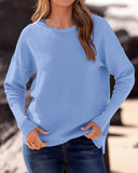 BTFBM Sweater for Women 2023 Cute Oversized Sweater Crew Neck Solid Christmas Sweater Pullover(Solid Light Blue,Large)