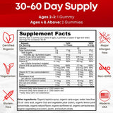 USDA Organic Kids multivitamins 30-60 Day Supply, Daily Kids Multivitamin Gummies with Vitamin C, D, A, E, B6, B12, Biotin, Zinc. Organic Kids Vitamins for Immune Support and Overall Health. 60 Count