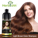 Herbishh Hair Color Shampoo for Gray Hair – Magic Colors Hair in Minutes–Long Lasting–500 Ml–3-In-1 Hair Color–Ammonia-Free | (Light Brown)