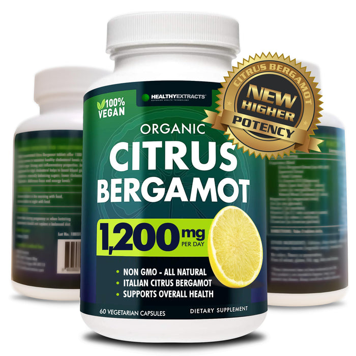 Citrus Bergamot 1200mg 60 Capsules - Natural Supplement with Pure High Potency Bergamot Extract