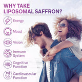 Liposomal Saffron Supplements 88.5 mg, Maximum Absorption, 100% Pure Saffron Extract Capsules for Mood, Energy, Vision & Focus - 60 Vegan Capsules