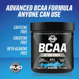 PMD Sports BCAA Stim-Free Amino Acids - Better Workout Performance, Enhanced Recovery, Daily Energy, Muscle Builder, and Muscle Sparing - BCAA Powder Drink Mix - Blue Razz (30 Servings)