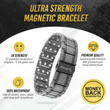 MagnetRX® 3X Strength Magnetic Bracelets for Men – Effective Magnetic Mens Titanium Bracelet – Premium Fold-Over Clasp & Adjustable Length with Sizing Tool & Gift Box (Gunmetal)