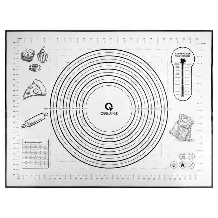 Silicone Pastry Mat - Non-Slip with Measurement Baking Mat for Fondant/Rolling Dough/Pie Crust/Pizza and Cookies - Oven Liner/Counter Mat/Kneading Mat,24" x 32", Black