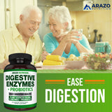 Digestive Enzymes with Probiotics - Multi Enzyme Nutritional Supplement - Acidophilus Bromelain Papaya Papain Lipase & Lactase - Improve Digestion - 120 Pills - Arazo Nutrition