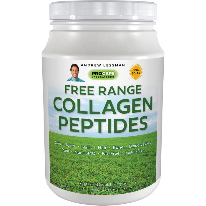 ANDREW LESSMAN Free Range Collagen Peptides Powder 60 Servings - Supports Smooth Soft Skin, Comfortable Joints. Pure. Super Soluble. Unflavored. No Sugar. No Additives.