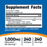 Nutricost Garlic 1000mg, 240 Softgels - Premium Gluten Free Garlic Supplement