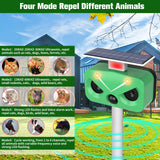 2024 New Ultrasonic Animal Repeller, 4 Modes Outdoor Solar Powered Animal Repeller with Motion Sensor & Flashing Light for Dogs、Cat、Bird、 Squirrels、Raccoon、Rabbit in Garden Yard Farm, IP66 Waterproof