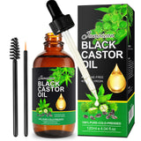 RSGRT Jamaican Black Castor Oil 120ml, Organic Castor Oil Cold Pressed Unrefined in Glass Bottle, Black Castor Oil with Castor Oil Pack and Cotton Flannel Cloth for Liver Wastes Release (Khaki)