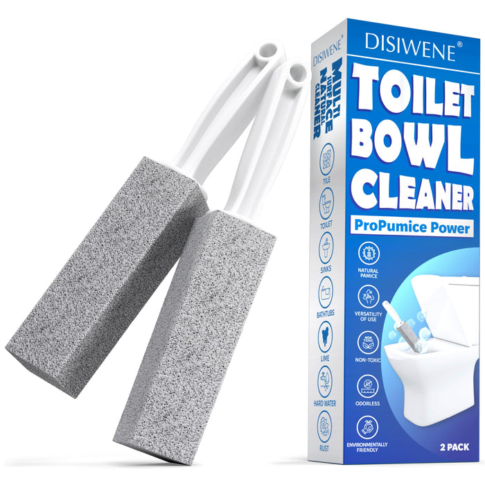 DISIWENE Pumice Cleaning Stone with Handle Toilet Bowl Cleaner Hard Water Ring Remover for Bath/Pool/Kitchen/Household Cleaning (2)