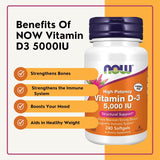 Worldwide Nutrition Now Supplements Vitamin D3 5000 IU Softgels - High Potency Formula for Structural Support D 240 Count Vitamin, Organic & keychain