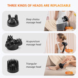 Snailax Cordless Handheld Back Massager with Heat,Deep Tissue Percussion Massager, 3 Sets of Dual Pivoting Heads,Rechargeable Hand Held Massager for Neck,Back Shoulder,Calf,Legs