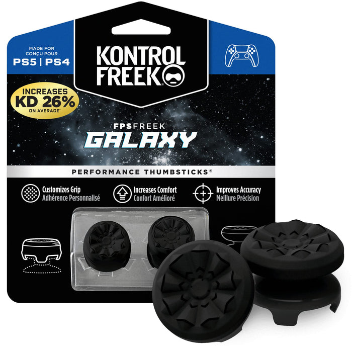 KontrolFreek FPS Freek Galaxy Black for PlayStation 4 (PS4) and PlayStation 5 (PS5) | Performance Thumbsticks | 1 High-Rise, 1 Mid-Rise | Black (Limited Edition)