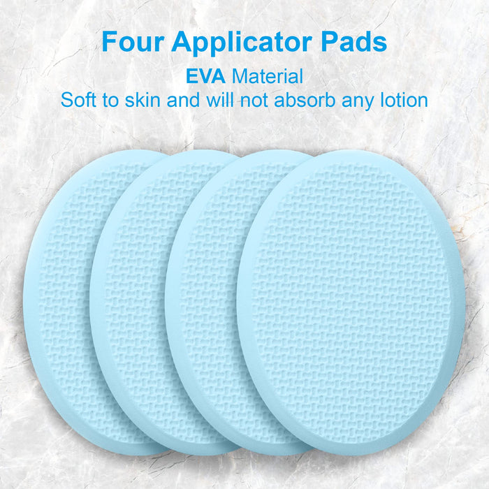 AmazerBath Lotion Applicator for Back, Feet, 4 Replaceable Pads with 1 Long Handled, Back Lotion Applicator for Elderly, Women, Apply Cream Medicine Skin Cream Moisturizer Sunscreen Tanner, Green