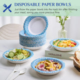 MUCHII 20 Oz Paper Bowls 180 Counts Disposable Bowls, Printed Soak Proof Large Bowls for Breakfast, Lunch, and Dinner Meals