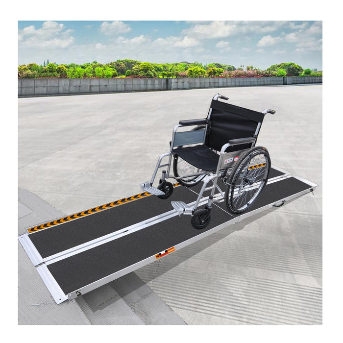 FACHNUO 10FT Portable Wheelchair Ramp Non-Skid Handicap Ramps Folding Wheel Chair Ramp Aluminum Threshold Ramp for Doorways, Curbs Mobility Scooter Ramps for Home, Steps 31.3'' Wide 800LBS Capacity