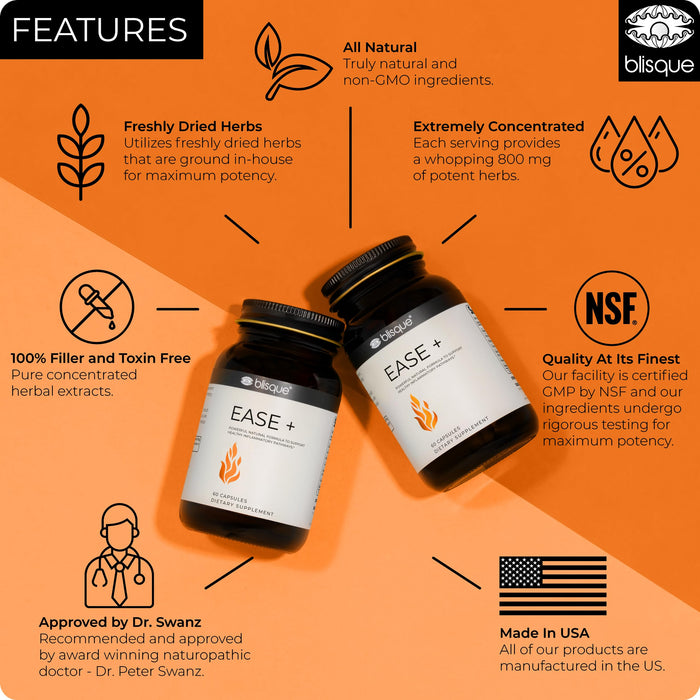 Blisque – Natural Inflammation Health Supplement Complex for Healthy Inflammatory Response | Doctor-Approved | with Turmeric Curcumin, Ginger Root, and Boswellia | 60 Capsules | Vegan and Non-GMO